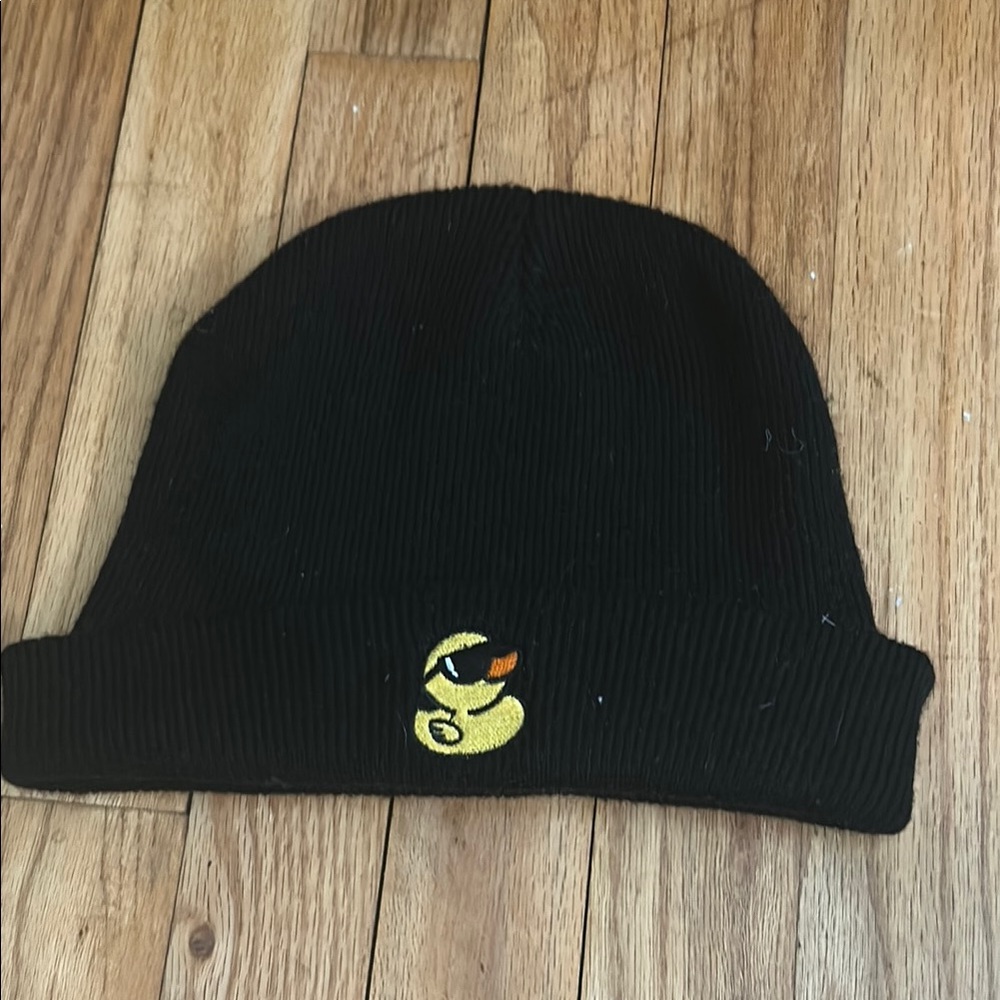 Kids Black Beanie with Yellow Emoji